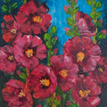 'Hollyhocks 6' nature oil painting by artist Swati Kale, 18x14 inch, on canvas