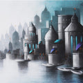 Holy Banaras 1' religious acrylic-charcoal painting by artist Somnath Bothe, 24x30 inch, on canvas