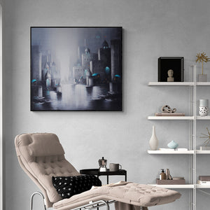 In-situ view of Somnath Bothe's 'Holy Banaras 11' painting in a room