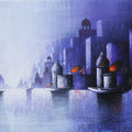 Cityscape acrylic painting titled 'Holy Banaras 13', 24x48 inches, by artist Somnath Bothe on Canvas