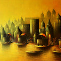 Holy Banaras 2' religious acrylic-charcoal painting by artist Somnath Bothe, 36x60 inch, on canvas