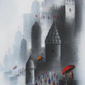 Cityscape mixed media painting titled 'Holy Banaras 4', 24x12 inches, by artist Somnath Bothe on Canvas