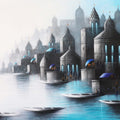 Religious acrylic-charcoal painting titled 'Holy Banaras', 30x36 inch, by artist Somnath Bothe on Canvas