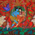Holy Couple' religious acrylic painting by artist Chetan Katigar, 37x69 inch, on canvas