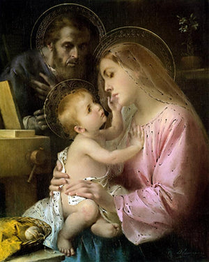 Holy Family 4 by Ns Art, Print Acrylic Religious Painting on Canvas, X-Small Vertical Wall Art