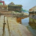 'Holy Panchganga 2' religious watercolor painting by artist Abhijit Jadhav, 24x20 inch, on paper