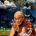 contemporary Digital Painting digital art titled 'Holy Soul Dalai Lama Painting', 24x19 inches, by artist Rakesh Chaudhary on canvas