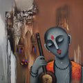 Religious acrylic painting titled 'Holyman 1', 30x30 inches, by artist Paras Parmar on Canvas