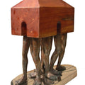 contemporary sculpture titled 'Homeless', 16x15x8 inches, by artist Rakesh Sadhak on Wood, Bronze