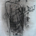 Figurative ink pastel drawing titled 'Hope To Meet At Infinity 2', 60x36 inches, by artist Avi Roy on Fabriano Paper