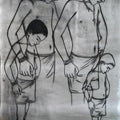 Figurative ink pastel drawing titled 'Hope To Meet At Infinity 7', 60x36 inches, by artist Avi Roy on Fabriano Paper