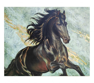 Horse 05 (Midnight Dash) by Deven Ramesh Bhosale, Original Acrylic Animal Painting on Canvas, Medium Horizontal Wall Art