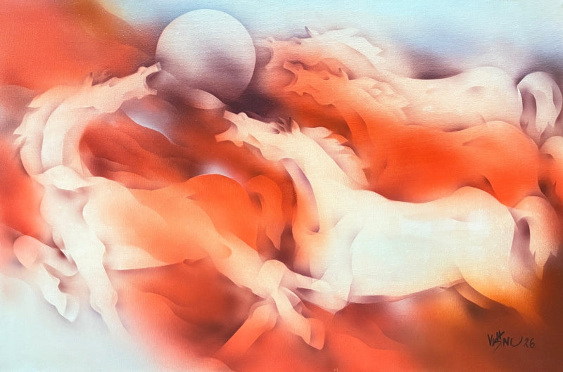 Horse 1' animals acrylic painting by artist Vishnu Sonavane, 24x36 inch, on canvas