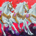 Horse' animals acrylic painting by artist Sujit Karmakar, 36x62 inch, on canvas