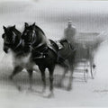 Animals charcoal painting titled 'Horse Carriage 2', 14x20 inches, by artist Ganesh Hire on Paper