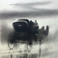 Animals charcoal painting titled 'Horse Carriage 7', 14x20 inches, by artist Ganesh Hire on Paper
