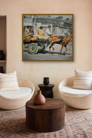 Horse Cart (Rural Transportation) by artist Dr Uday Bhan displayed in a Luxury gallery
