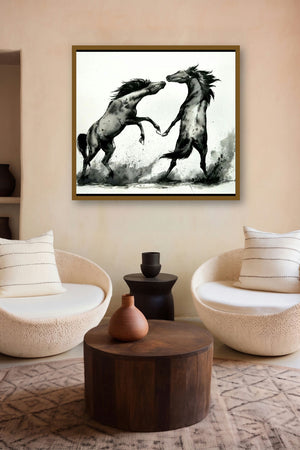Horse Competition 01 (Duel of the Stallions) by artist Deven Ramesh Bhosale displayed in a Designer gallery