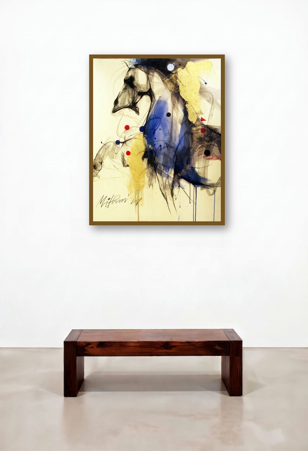 Horse I (Fluidity and Form) by artist Mithun Dutta displayed in a Minimalist Foyer