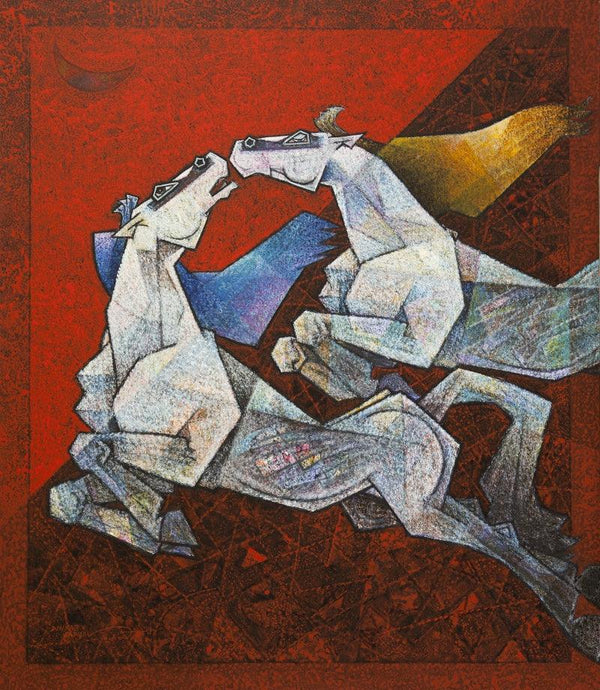 Horse Paasionate Lovers Painting by Dinkar Jadhav | ArtZolo.com