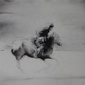 Animals charcoal drawing titled 'Horse Riding', 9x11 inches, by artist NILESH GAVALE on Paper