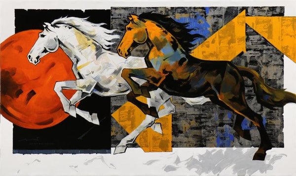 Horse Series 205 Painting by Devidas Dharmadhikari | ArtZolo.com