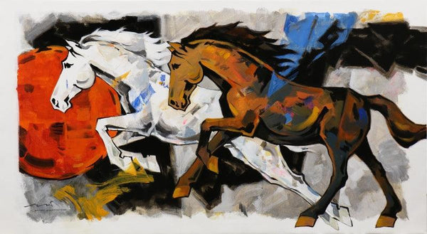 Horse Series 207 Painting by Devidas Dharmadhikari | ArtZolo.com