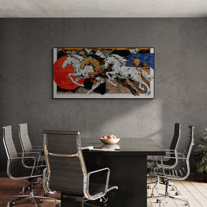 In-situ view of Devidas Dharmadhikari's 'Horse Series 229' painting in a room