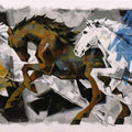 Horse Series 284' animals acrylic painting by artist Devidas Dharmadhikari, 36x72 inch, on canvas