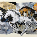 Horse Series 287' animals acrylic painting by artist Devidas Dharmadhikari, 43x72 inch, on canvas