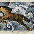 Horse Series 310' animals acrylic painting by artist Devidas Dharmadhikari, 36x84 inch, on canvas