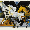 Horse Series 313' animals acrylic painting by artist Devidas Dharmadhikari, 36x72 inch, on canvas
