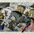 'Horse Series 315' animals acrylic painting by artist Devidas Dharmadhikari, 48x102 inch, on canvas