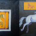 Animals mixed media titled 'Horse Series', 96x48 inches, by artist Sripad Kulkarni on Canvas