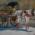 Lifestyle watercolor painting titled 'HORSECART', 15x12 inches, by artist Dr.uday Bhan on Paper