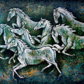 Animals acrylic painting titled 'Horses In March 2', 30x40 inches, by artist Ranjith Raghupathy on Canvas