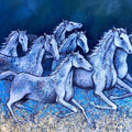 Animals acrylic painting titled 'Horses In march', 30x40 inches, by artist Ranjith Raghupathy on Canvas