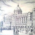 Landscape pen ink drawing titled 'Hotel Taj Mahal Mumbai', 45x35 inches, by artist Prashantarts on paper