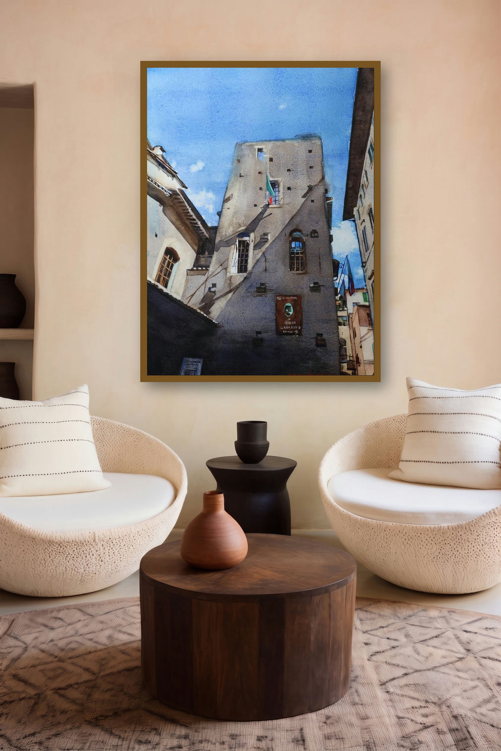 House Of Dante (Tuscan Shadows) by artist Dr Uday Bhan displayed in a Contemporary gallery