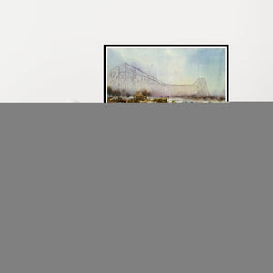 Preview of 'Howrah Bridge In Kolkata (Kolkata's Icon)' Painting by Amit Kapoor shown on a wall in a furnished room.