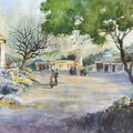 Humpi Hemakuta Hill' religious watercolor painting by artist Sankara Babu, 11x17 inch, on paper