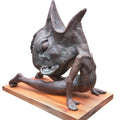 contemporary sculpture titled 'Hungry Bird', 14x14x10 inches, by artist Rakesh Sadhak on Bronze