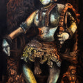 Hunter Lady' religious mixed-media painting by artist Gangu Naidu Pv, 36x24 inch, on canvas