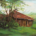 Landscape acrylic painting titled 'Hut 2', 16x20 inches, by artist Chandrashekhar P Aher on Canvas Board