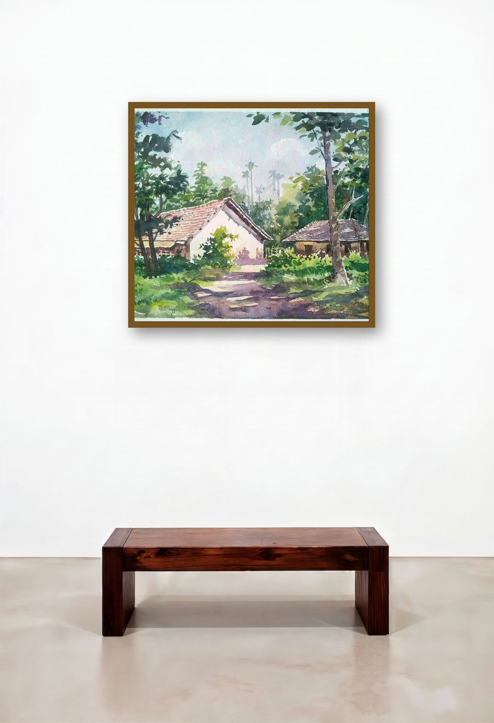 Hut (Forest Hideaway) by artist Gaurishankar Behera displayed in a Elegant Hotel Suite