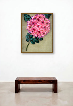 Hydrangea (Ribbon Hydrangea Bouquet) by artist Mohna Paranjape displayed in a Minimalist Reception Area