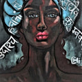 Portrait acrylic painting titled 'Hymns 1', 14x14 inches, by artist Suruchi Jamkar on Canvas