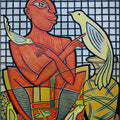 I Am There' contemporary wood cut printmaking by artist Arvind Sharma, 30x22 inch, on paper