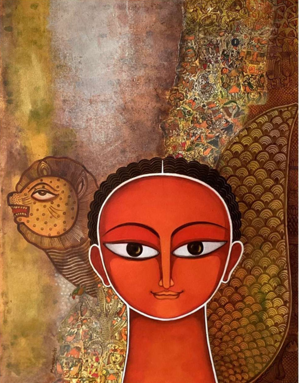 I Have My Wings' figurative acrylic painting by artist Meenakshi Jha Banerjee, 30x24 inch, on canvas