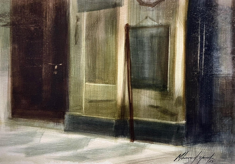 'Ibadat Gaah' landscape watercolor painting by artist Mohammad Yusuf, 8x11 inch, on paper